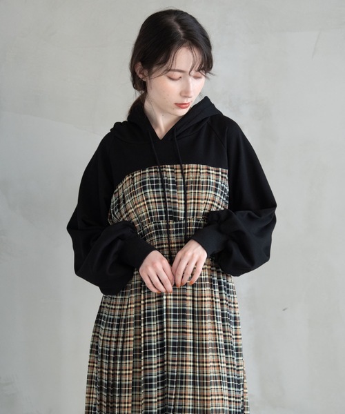 check holic Parka onepiece/チェックパーカーワンピース（ワンピース
