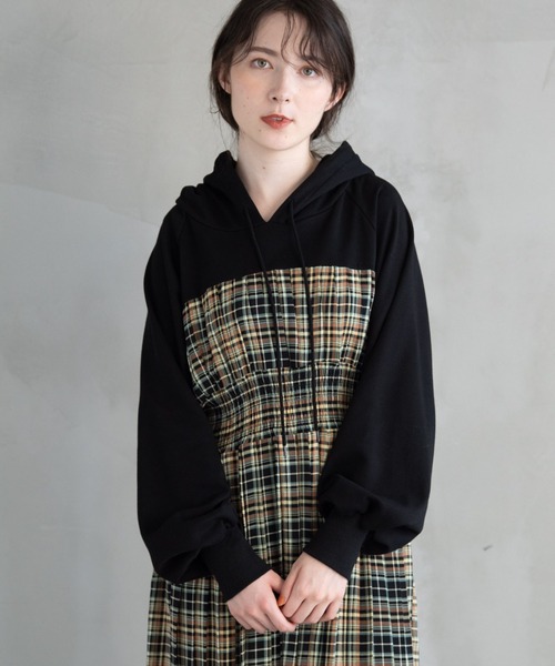 BUBBLES チェックパーカーワンピース ブラウン BUBBLES チェックパーカーワンピース - メルカリ