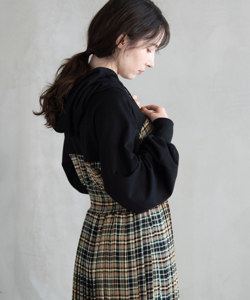 idem（イデム）の「check holic Parka onepiece/チェックパーカー