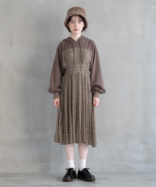 check holic Parka onepiece/チェックパーカーワンピース