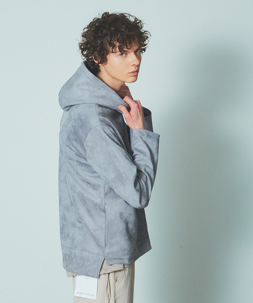 MYSELF ABAHOUSE（マイセルフアバハウス）の「【MYSELF ABAHOUSE】ネオスウェード パーカー（パーカー・メンズ・カーキ/グレー/ブルー/ブラック/アイボリー・46/48）」の4枚目の写真