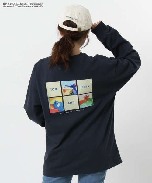 Tom Jerry トムとジェリー Artex コラボ オーバーサイズ バックプリント ユニセックス ロングスリーブ Tシャツ カットソー Tom Jerry トムアンドジェリー のファッション通販 Zozotown