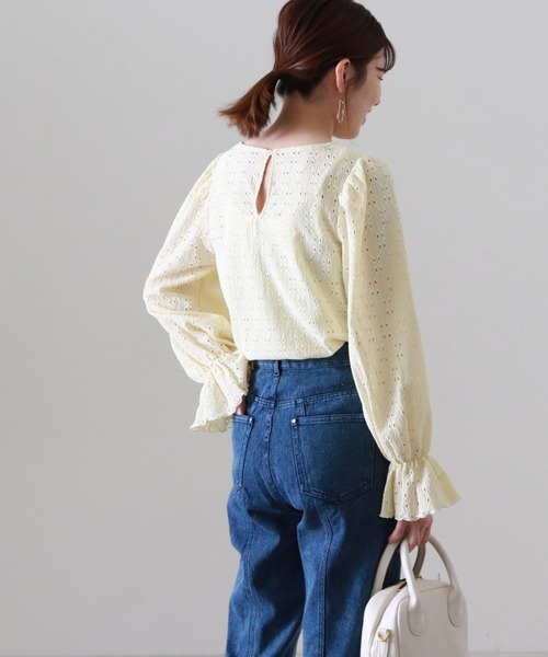 Cheek(チーク)の「カットワークレーストップス(シャツ/ブラウス・レディース・オフホワイト/ブラック/イエロー・MEDIUM)」の21枚目の写真
