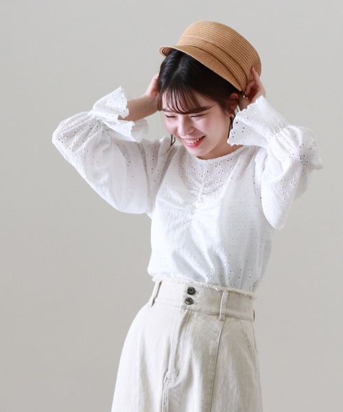 Cheek(チーク)の「カットワークレーストップス(シャツ/ブラウス・レディース・オフホワイト/ブラック/イエロー・MEDIUM)」の12枚目の写真