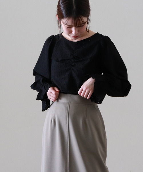Cheek(チーク)の「カットワークレーストップス(シャツ/ブラウス・レディース・オフホワイト/ブラック/イエロー・MEDIUM)」の9枚目の写真