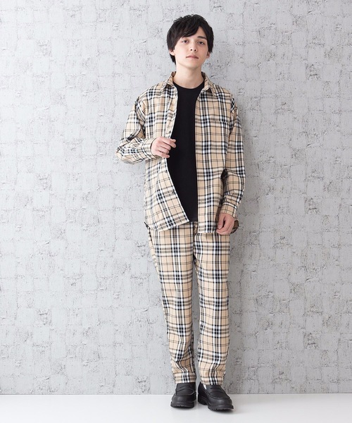 JEANS MATE(ジーンズメイト)の「ビッグシルエットチェックシャツ 長袖 レギュラーカラー(シャツ/ブラウス・メンズ・ベージュ/ブラウン・MEDIUM/LARGE/X-LARGE)」の22枚目の写真