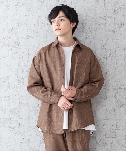 JEANS MATE(ジーンズメイト)の「ビッグシルエットチェックシャツ 長袖 レギュラーカラー(シャツ/ブラウス・メンズ・ベージュ/ブラウン・MEDIUM/LARGE/X-LARGE)」の20枚目の写真