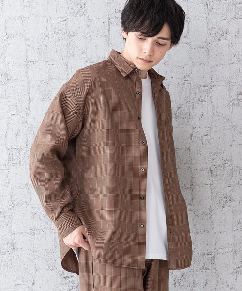 JEANS MATE(ジーンズメイト)の「ビッグシルエットチェックシャツ 長袖 レギュラーカラー(シャツ/ブラウス・メンズ・ベージュ/ブラウン・MEDIUM/LARGE/X-LARGE)」の21枚目の写真