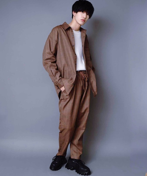 JEANS MATE(ジーンズメイト)の「ビッグシルエットチェックシャツ 長袖 レギュラーカラー(シャツ/ブラウス・メンズ・ベージュ/ブラウン・MEDIUM/LARGE/X-LARGE)」の3枚目の写真