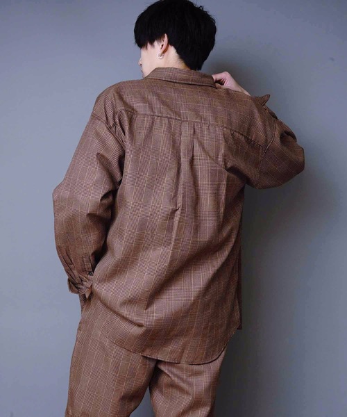 JEANS MATE(ジーンズメイト)の「ビッグシルエットチェックシャツ 長袖 レギュラーカラー(シャツ/ブラウス・メンズ・ベージュ/ブラウン・MEDIUM/LARGE/X-LARGE)」の7枚目の写真