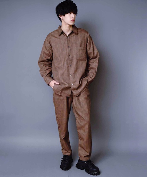 JEANS MATE(ジーンズメイト)の「ビッグシルエットチェックシャツ 長袖 レギュラーカラー(シャツ/ブラウス・メンズ・ベージュ/ブラウン・MEDIUM/LARGE/X-LARGE)」の4枚目の写真