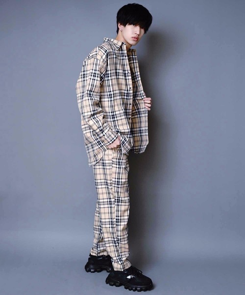 JEANS MATE(ジーンズメイト)の「ビッグシルエットチェックシャツ 長袖 レギュラーカラー(シャツ/ブラウス・メンズ・ベージュ/ブラウン・MEDIUM/LARGE/X-LARGE)」の8枚目の写真