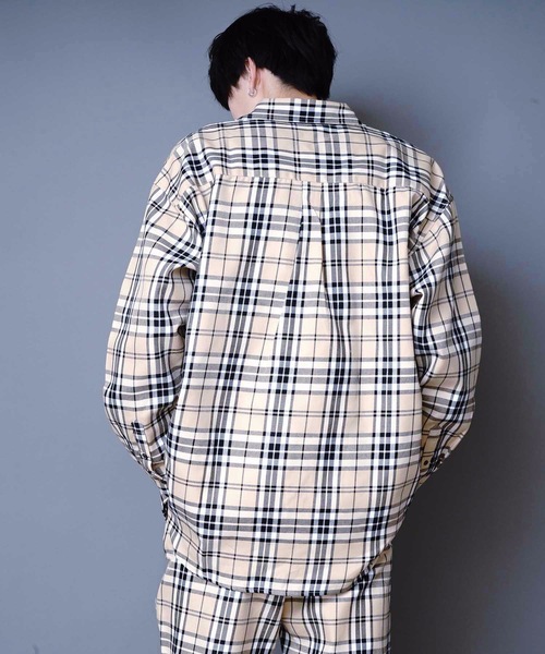 JEANS MATE(ジーンズメイト)の「ビッグシルエットチェックシャツ 長袖 レギュラーカラー(シャツ/ブラウス・メンズ・ベージュ/ブラウン・MEDIUM/LARGE/X-LARGE)」の12枚目の写真