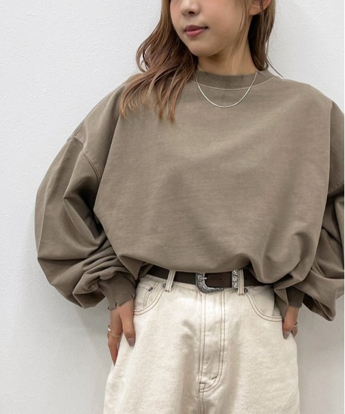 apres jour mignon(アプレジュールミニョン)の「ダメージルーズスウェット【ZOZOTOWN限定アイテム】(スウェット・レディース・ブラック/ダークブルー/モカ/パープル・X-LARGE/フリー)」の13枚目の写真