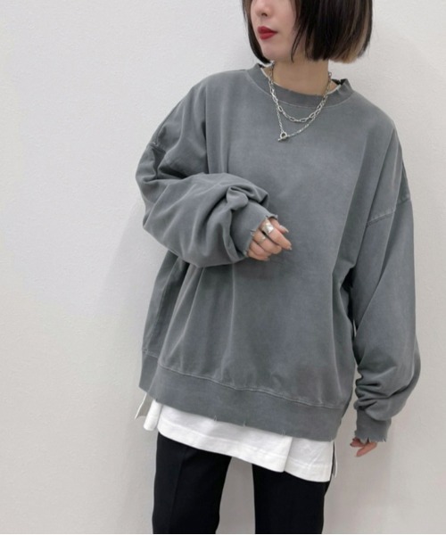 apres jour mignon(アプレジュールミニョン)の「ダメージルーズスウェット【ZOZOTOWN限定アイテム】(スウェット・レディース・ブラック/ダークブルー/モカ/パープル・X-LARGE/フリー)」の21枚目の写真