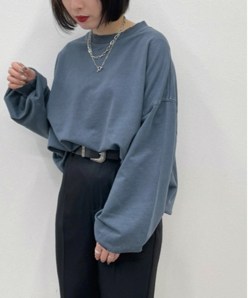 apres jour mignon(アプレジュールミニョン)の「ダメージルーズスウェット【ZOZOTOWN限定アイテム】(スウェット・レディース・ブラック/ダークブルー/モカ/パープル・X-LARGE/フリー)」の14枚目の写真