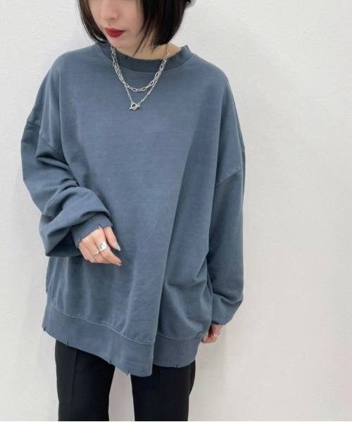 apres jour mignon(アプレジュールミニョン)の「ダメージルーズスウェット【ZOZOTOWN限定アイテム】(スウェット・レディース・ブラック/ダークブルー/モカ/パープル・X-LARGE/フリー)」の19枚目の写真
