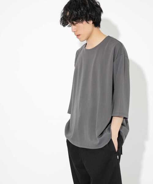 ITEMS URBANRESEARCH（アイテムズ アーバンリサーチ）の「ポンチ7分袖ビッグTシャツ（Tシャツ/カットソー・メンズ・ベージュ/グレー/ブルー/ピンク・MEDIUM/LARGE）」の2枚目の写真