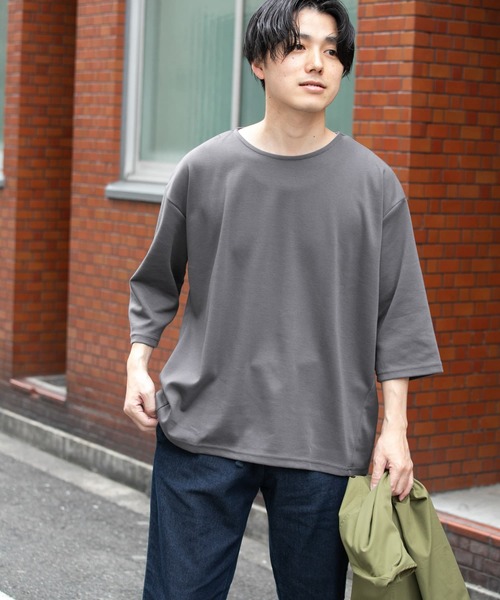 ITEMS URBANRESEARCH（アイテムズ アーバンリサーチ）の「ポンチ7分袖ビッグTシャツ（Tシャツ/カットソー・メンズ・ベージュ/グレー/ブルー/ピンク・MEDIUM/LARGE）」の16枚目の写真