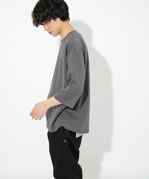 ITEMS URBANRESEARCH（アイテムズ アーバンリサーチ）の「ポンチ7分袖ビッグTシャツ（Tシャツ/カットソー・メンズ・ベージュ/グレー/ブルー/ピンク・MEDIUM/LARGE）」の7枚目の写真