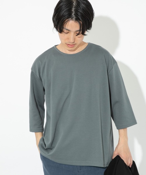 ITEMS URBANRESEARCH（アイテムズ アーバンリサーチ）の「ポンチ7分袖ビッグTシャツ（Tシャツ/カットソー・メンズ・ベージュ/グレー/ブルー/ピンク・MEDIUM/LARGE）」の9枚目の写真