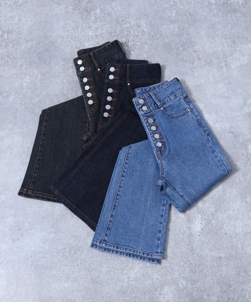 HARE（ハレ）の「RUKOコラボデニムフレアパンツ(HARE)（デニムパンツ・レディース・ブラック/ブルー/ネイビー・X-SMALL/SMALL/MEDIUM）」の13枚目の写真