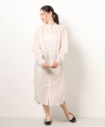 Samansa Mos2 blue | シャーリングシャツワンピース(シャツワンピース)