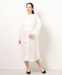 Samansa Mos2 blue | シャーリングシャツワンピース(シャツワンピース)