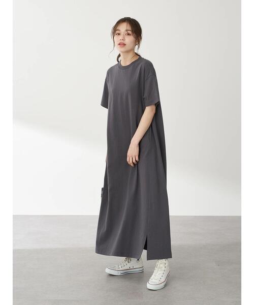 earth music&ecology（アースミュージックアンドエコロジー）の「【WEB限定】フレアーカットワンピース ＊（ワンピース・レディース・チャコールグレー/ブラック/ベージュ/グリーン/バーガンディー/ライトベージュ・FREE）」の7枚目の写真