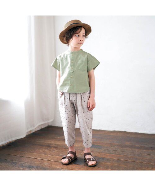 apres les cours（アプレレクール）の「/ナチュラルコットンノーカラーシャツ（シャツ/ブラウス・キッズ・レンガ/ミント・130/140/90/100/110/120/80）」の3枚目の写真