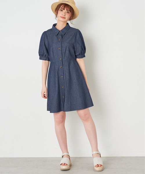 OLIVE des OLIVE（オリーブデオリーブ）の「指名買いミニシャツワンピース（シャツワンピース・レディース・ストライプ/ブラック系その他/ブルー系その他・FREE）」の4枚目の写真