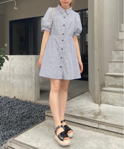 OLIVE des OLIVE（オリーブデオリーブ）の「指名買いミニシャツワンピース（シャツワンピース・レディース・ストライプ/ブラック系その他/ブルー系その他・FREE）」の15枚目の写真