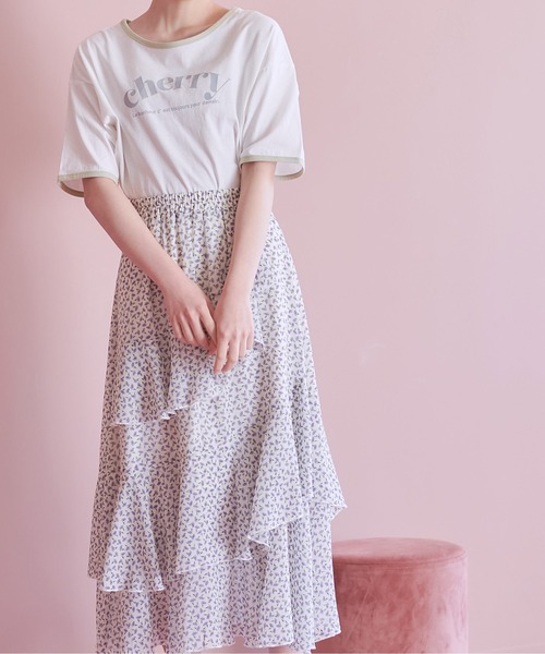 OLIVE des OLIVE（オリーブデオリーブ）の「リンガーTシャツ（Tシャツ/カットソー・レディース・ベージュ/オフホワイト/サックスブルー・FREE）」の8枚目の写真