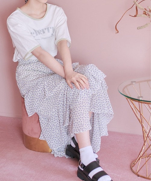 OLIVE des OLIVE（オリーブデオリーブ）の「リンガーTシャツ（Tシャツ/カットソー・レディース・ベージュ/オフホワイト/サックスブルー・FREE）」の15枚目の写真