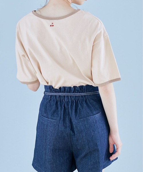 OLIVE des OLIVE（オリーブデオリーブ）の「リンガーTシャツ（Tシャツ/カットソー・レディース・ベージュ/オフホワイト/サックスブルー・FREE）」の5枚目の写真