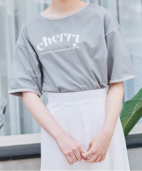 OLIVE des OLIVE（オリーブデオリーブ）の「リンガーTシャツ（Tシャツ/カットソー・レディース・ベージュ/オフホワイト/サックスブルー・FREE）」の16枚目の写真