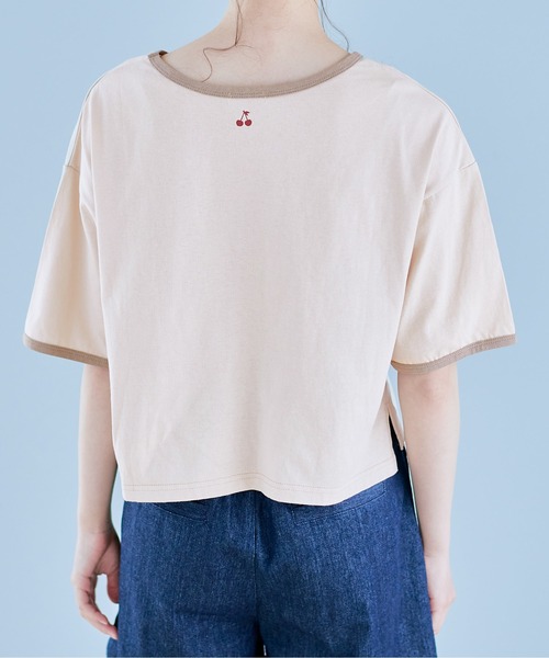 OLIVE des OLIVE（オリーブデオリーブ）の「リンガーTシャツ（Tシャツ/カットソー・レディース・ベージュ/オフホワイト/サックスブルー・FREE）」の10枚目の写真