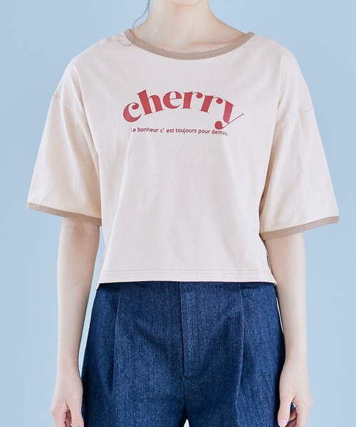 OLIVE des OLIVE（オリーブデオリーブ）の「リンガーTシャツ（Tシャツ/カットソー・レディース・ベージュ/オフホワイト/サックスブルー・FREE）」の6枚目の写真