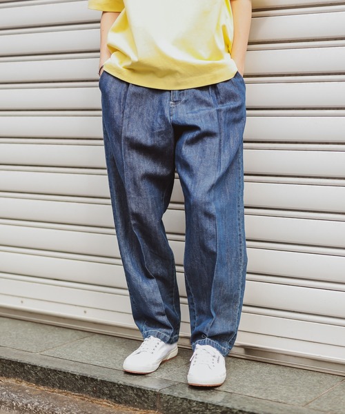 CIAOPANIC TYPY（チャオパニックティピー）の「リネン混デニムタックトラウザーパンツ（デニムパンツ・メンズ・ブルー/ネイビー・LARGE/MEDIUM）」の2枚目の写真