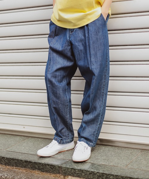 CIAOPANIC TYPY（チャオパニックティピー）の「リネン混デニムタックトラウザーパンツ（デニムパンツ・メンズ・ブルー/ネイビー・LARGE/MEDIUM）」の7枚目の写真