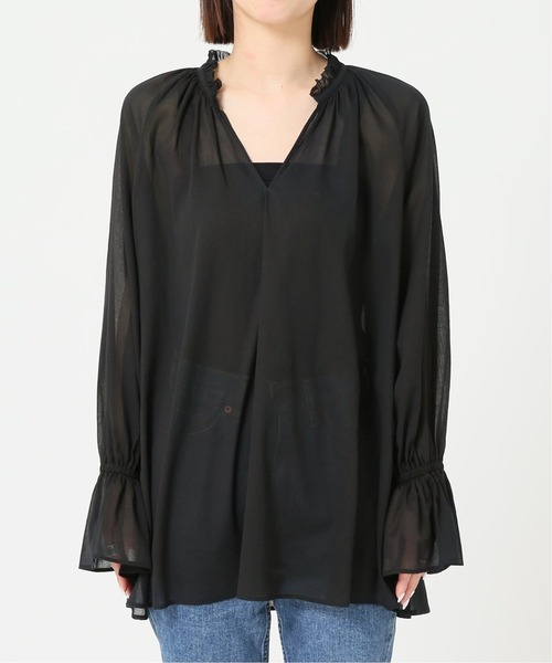 journal standard L'essage（ジャーナルスタンダードレサージュ）の「キャンディスリーブ スキッパーブラウス◆（シャツ/ブラウス・レディース・ブラック/サックスブルー/ナチュラル・FREE）」の17枚目の写真