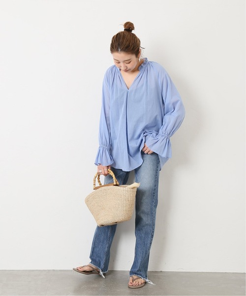 journal standard L'essage（ジャーナルスタンダードレサージュ）の「キャンディスリーブ スキッパーブラウス◆（シャツ/ブラウス・レディース・ブラック/サックスブルー/ナチュラル・FREE）」の14枚目の写真