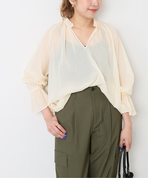 journal standard L'essage（ジャーナルスタンダードレサージュ）の「キャンディスリーブ スキッパーブラウス◆（シャツ/ブラウス・レディース・ブラック/サックスブルー/ナチュラル・FREE）」の12枚目の写真