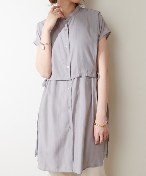 DISCOAT（ディスコート）の「【WEB限定】レイヤードノースリブラウス（シャツ/ブラウス・レディース・ホワイト/ブラック/ブルーグレー・FREE）」の3枚目の写真