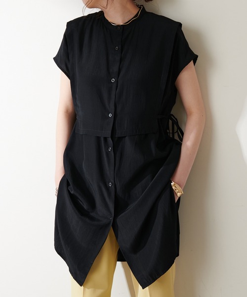 DISCOAT（ディスコート）の「【WEB限定】レイヤードノースリブラウス（シャツ/ブラウス・レディース・ホワイト/ブラック/ブルーグレー・FREE）」の2枚目の写真