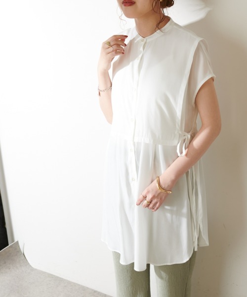 DISCOAT（ディスコート）の「【WEB限定】レイヤードノースリブラウス（シャツ/ブラウス・レディース・ホワイト/ブラック/ブルーグレー・FREE）」の6枚目の写真