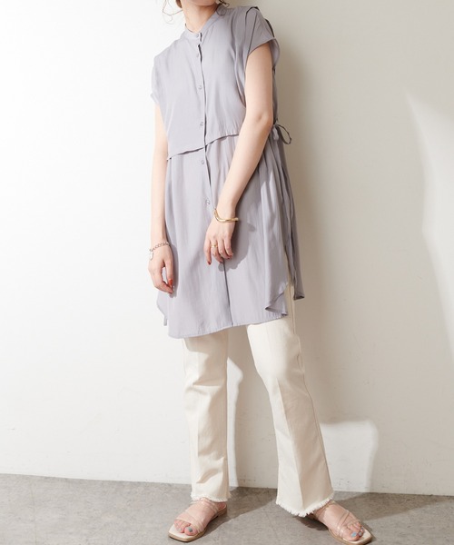 DISCOAT（ディスコート）の「【WEB限定】レイヤードノースリブラウス（シャツ/ブラウス・レディース・ホワイト/ブラック/ブルーグレー・FREE）」の18枚目の写真