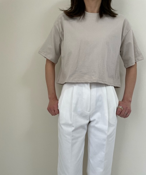 LE MORE（リモア）の「ツータックツイルテーパードパンツ（チノパンツ・レディース・ホワイト/ベージュ/クリーム・S/M/L）」の4枚目の写真