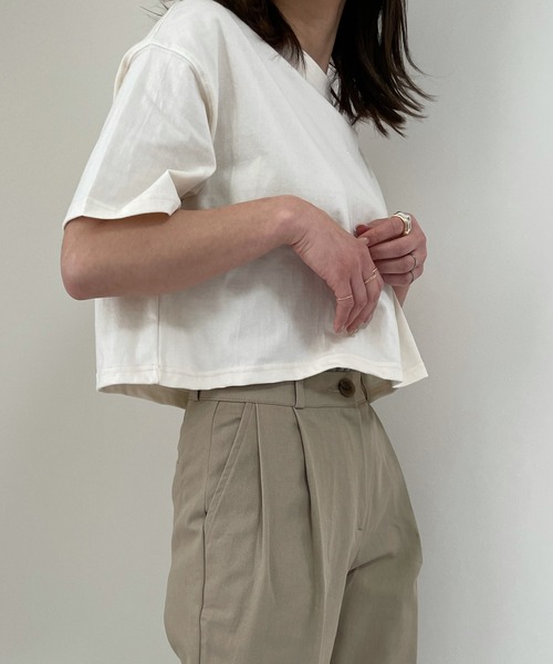 LE MORE（リモア）の「ツータックツイルテーパードパンツ（チノパンツ・レディース・ホワイト/ベージュ/クリーム・S/M/L）」の14枚目の写真