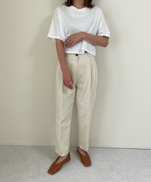 LE MORE（リモア）の「ツータックツイルテーパードパンツ（チノパンツ・レディース・ホワイト/ベージュ/クリーム・S/M/L）」の19枚目の写真